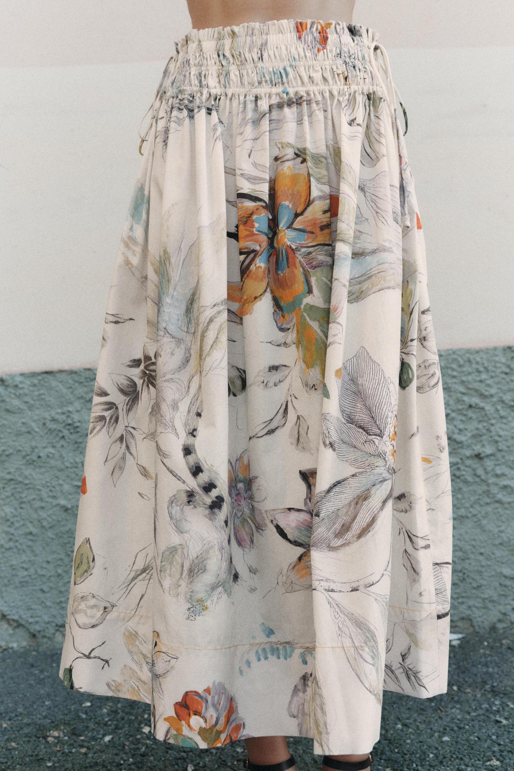 ZW COLLECTION FLORAL PRINT MIDI SKIRT Product Image