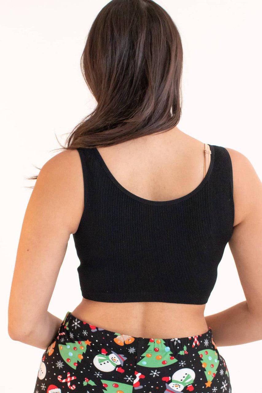 Black Seamless Ribbed Sports Bra 1 Product Image