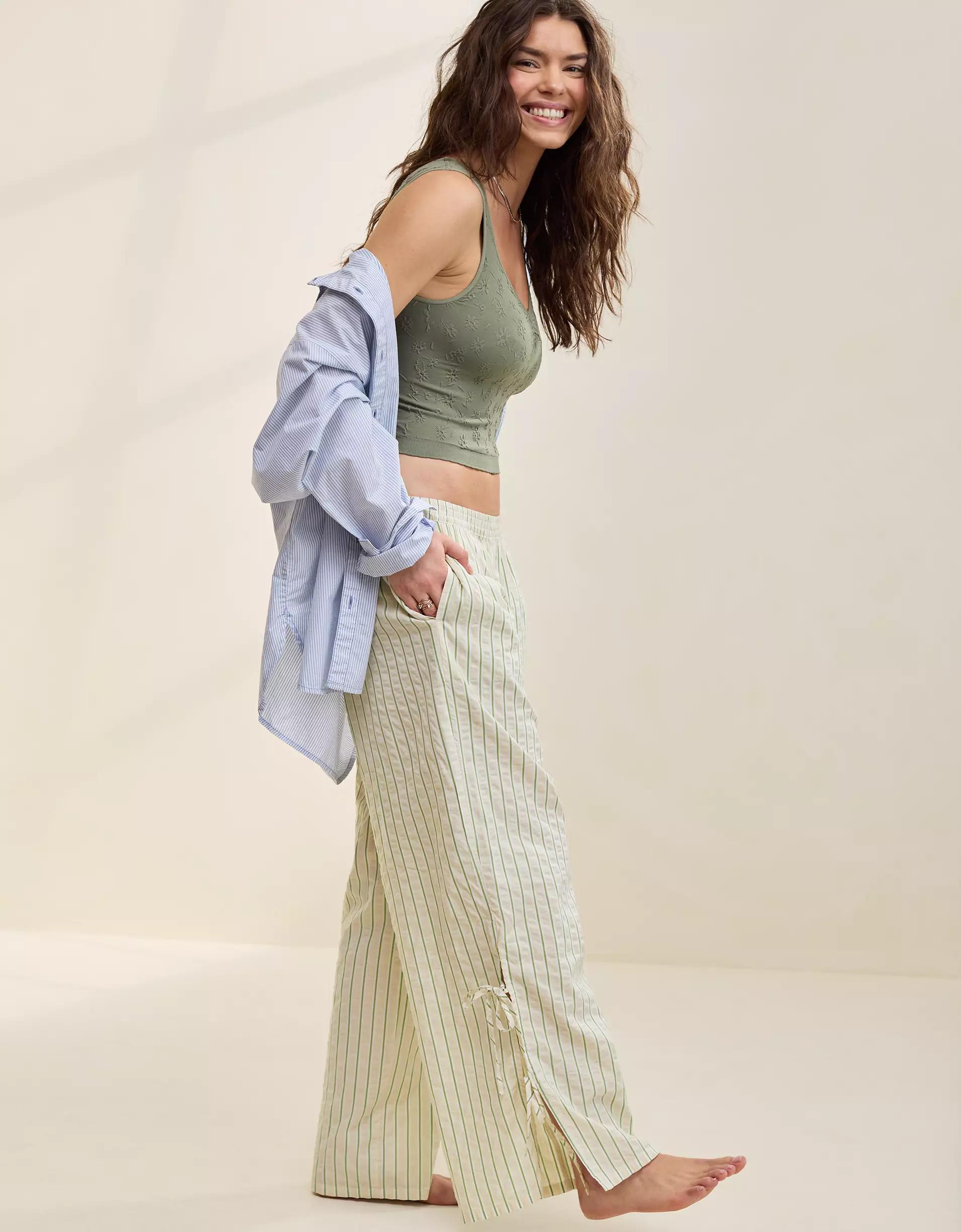 Aerie Off-Duty Seersucker Side Tie Trouser PJ Product Image