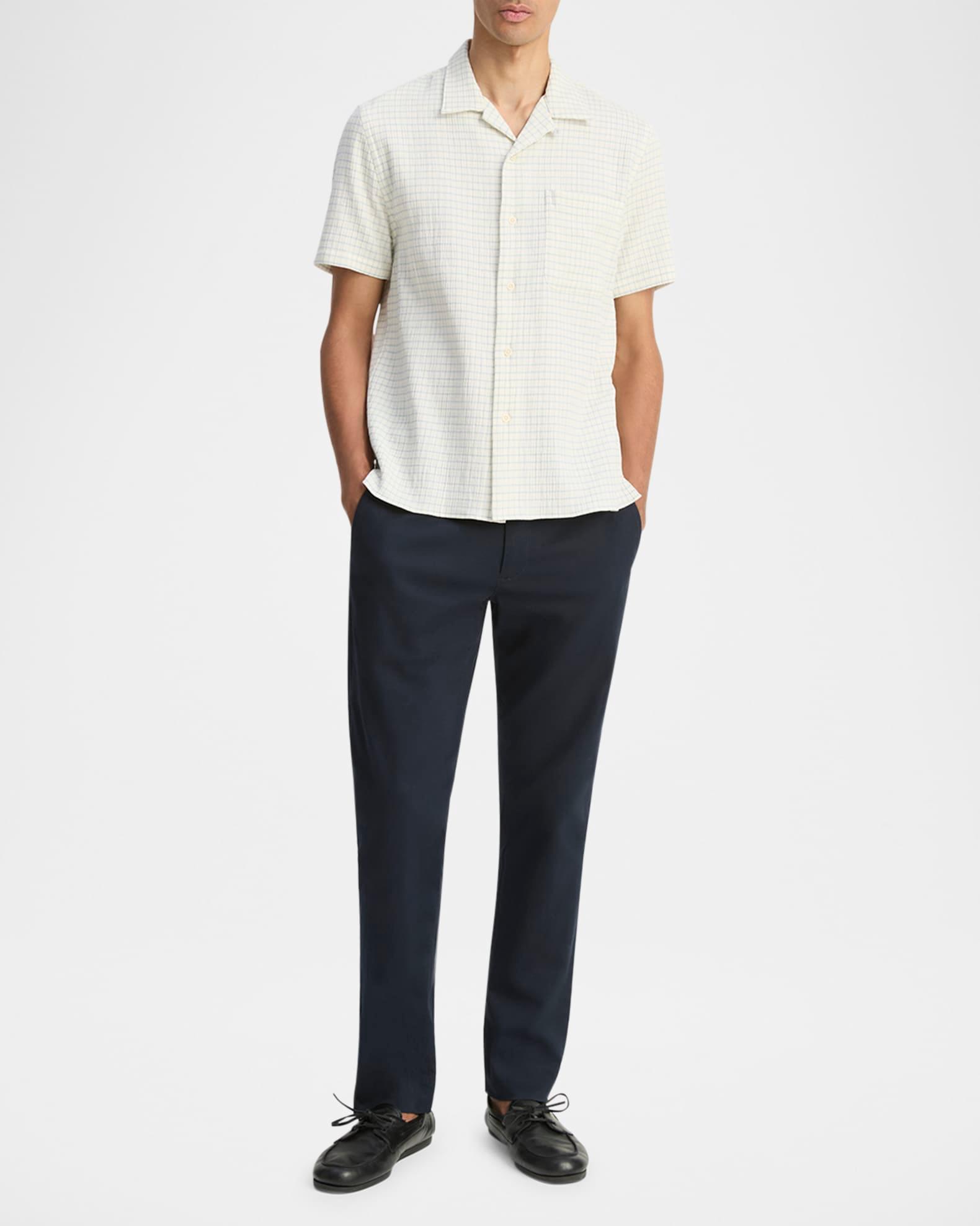 Men's Textured Cotton Grid Check Camp Shirt Product Image