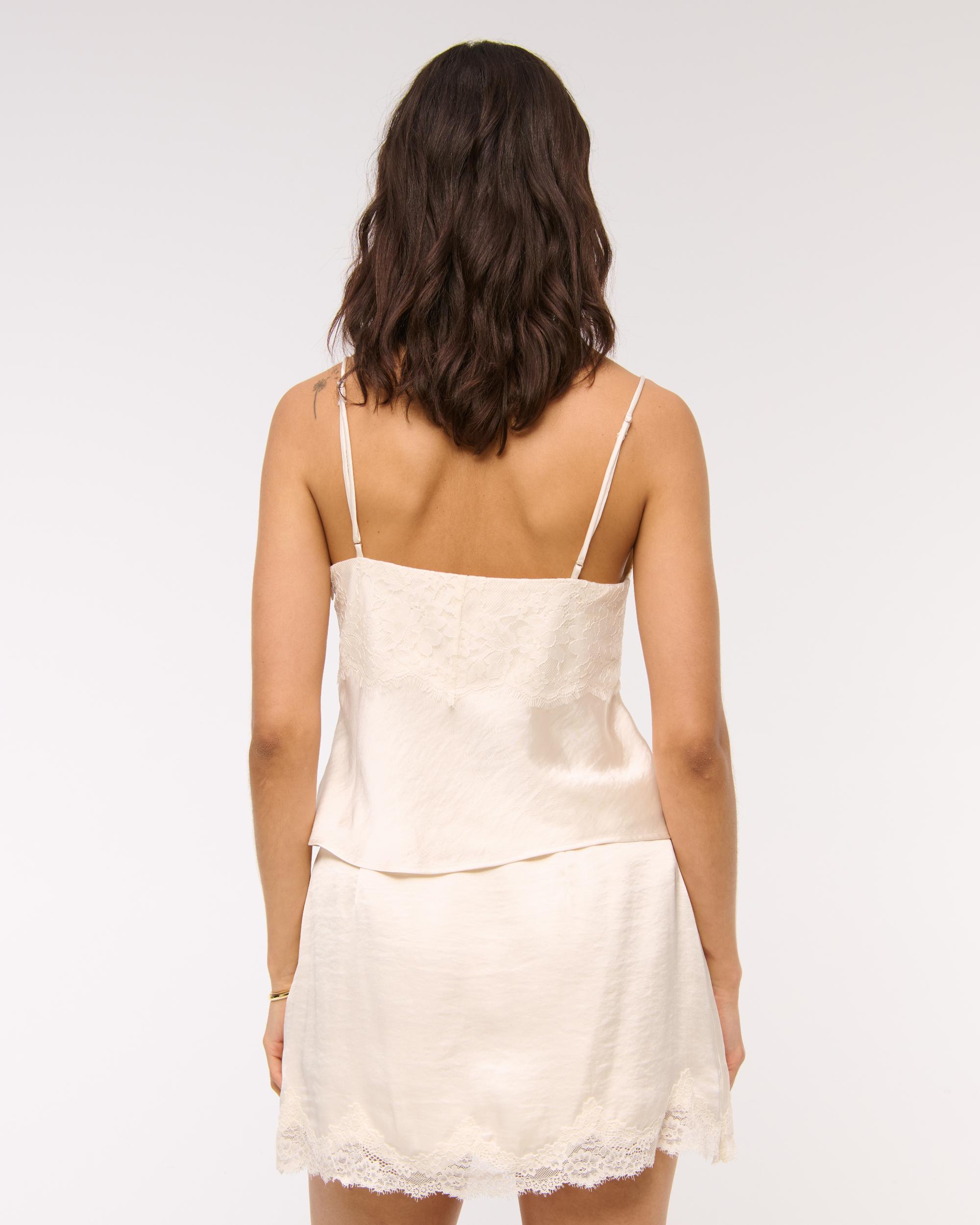 High Rise Lace & Satin Mini Skort Product Image