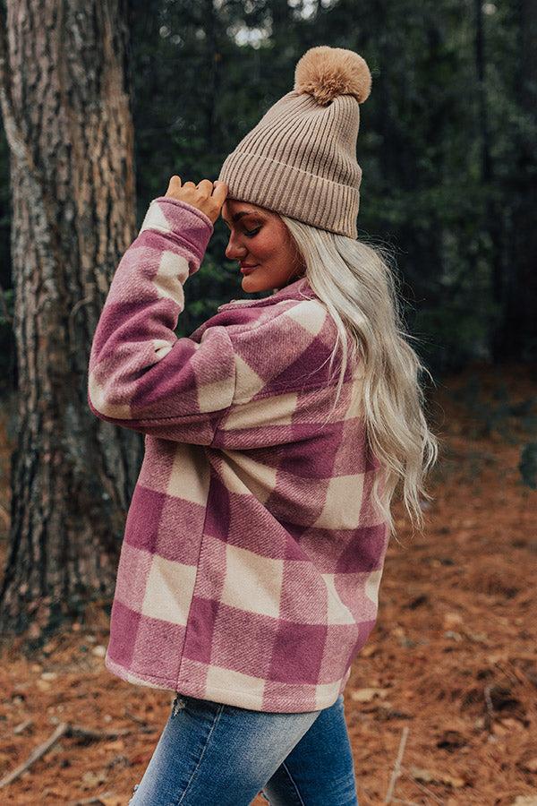 Cozy Paradise Plaid Jacket in Orchid Product Image