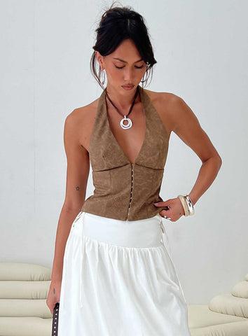 Down The Line Halter Top Brown Product Image