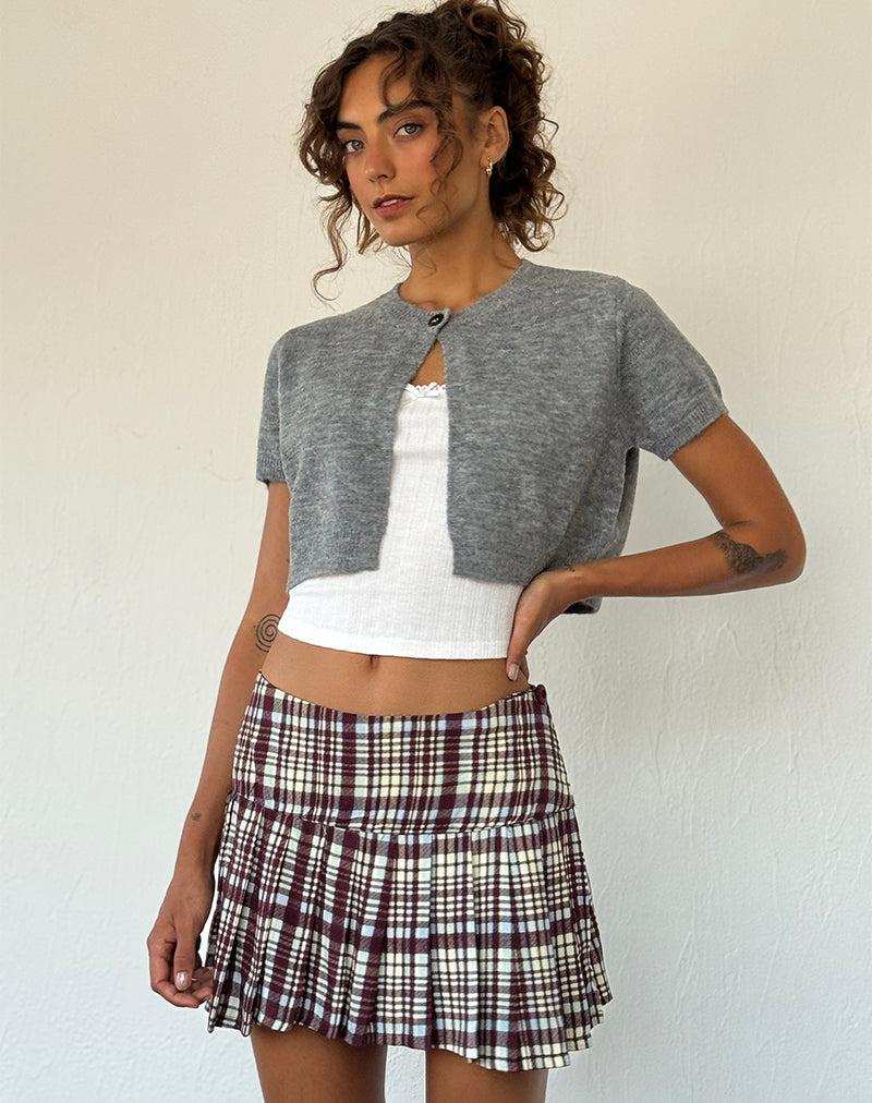 Casini Pleated Mini Skirt in Multi Check Brown Female Product Image