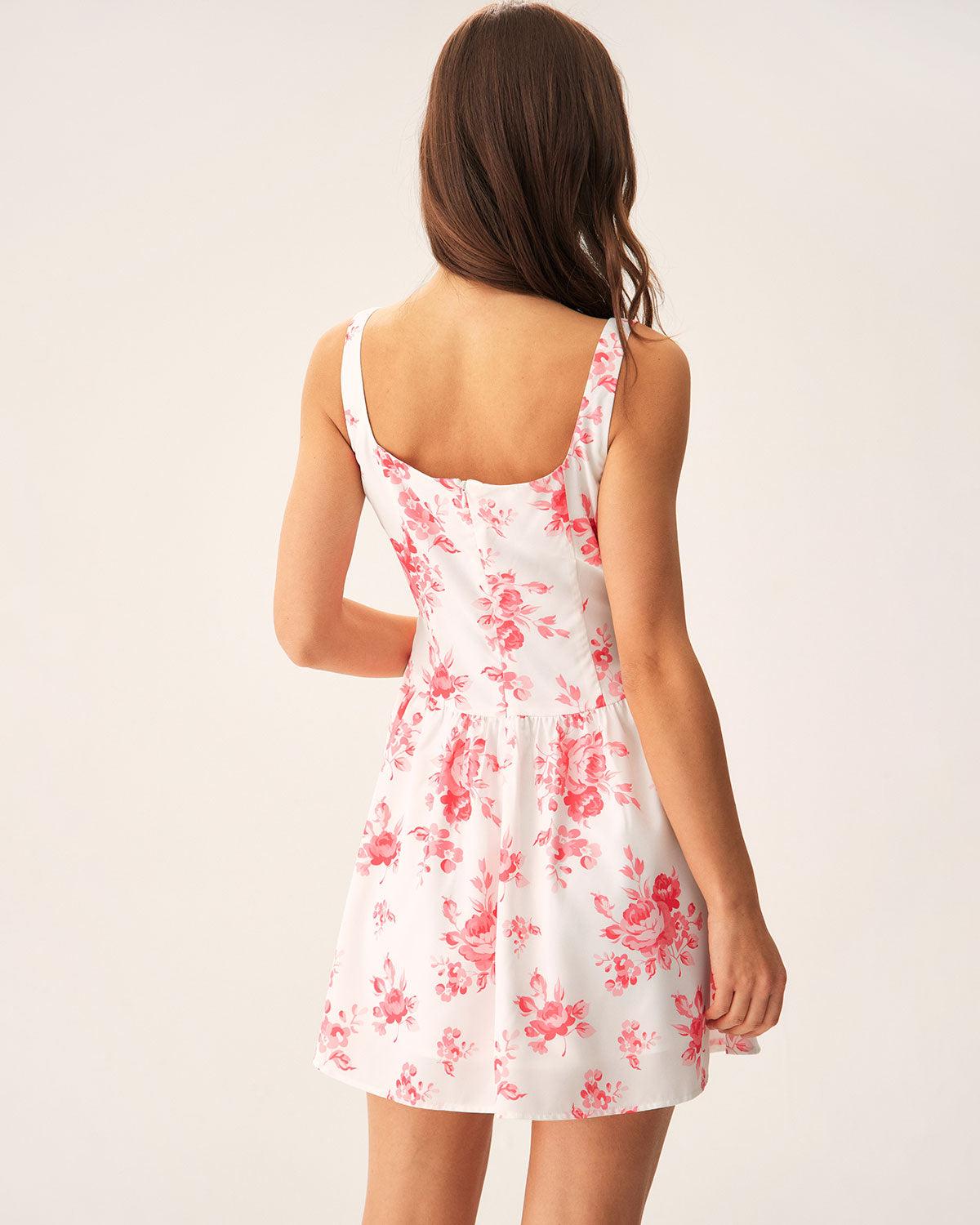 Pink Floral Ruched Mini Dress Product Image