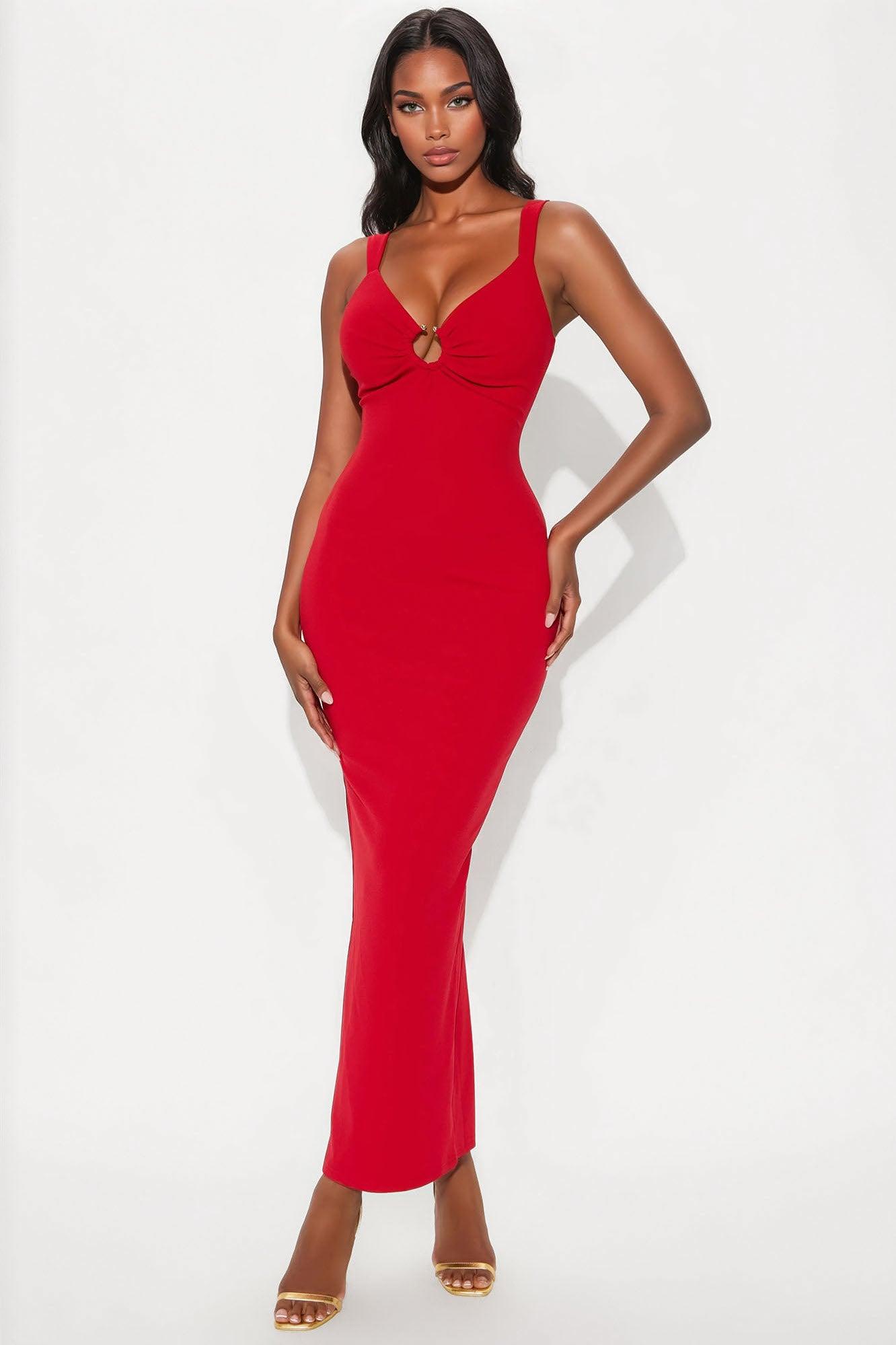 Katrina Backless Maxi Dress - Red Female Product Image