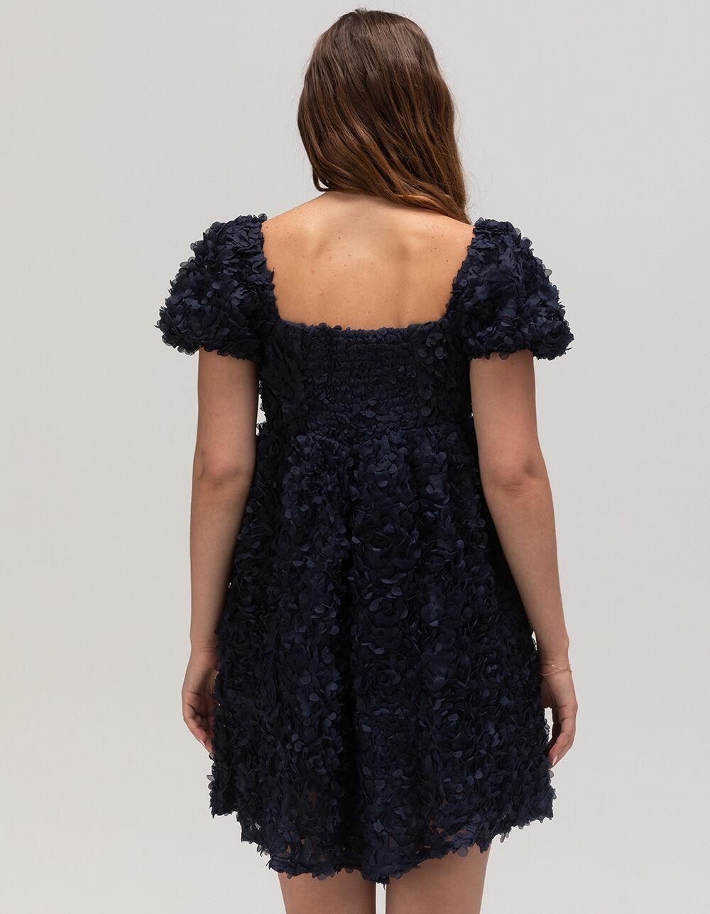 LULUS Rosette Womens Babydoll Dress - NAVY Product Image