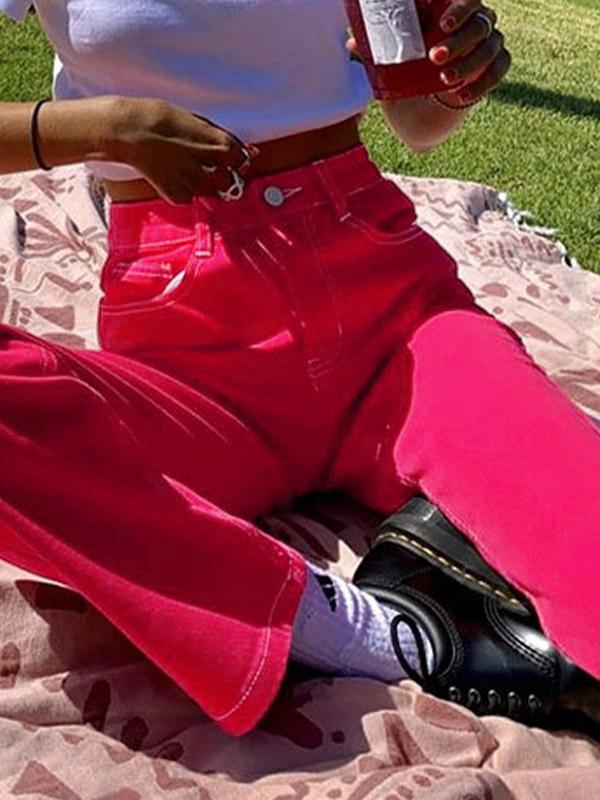 Stitched Detail Washed Boyfriend Jeans Product Image