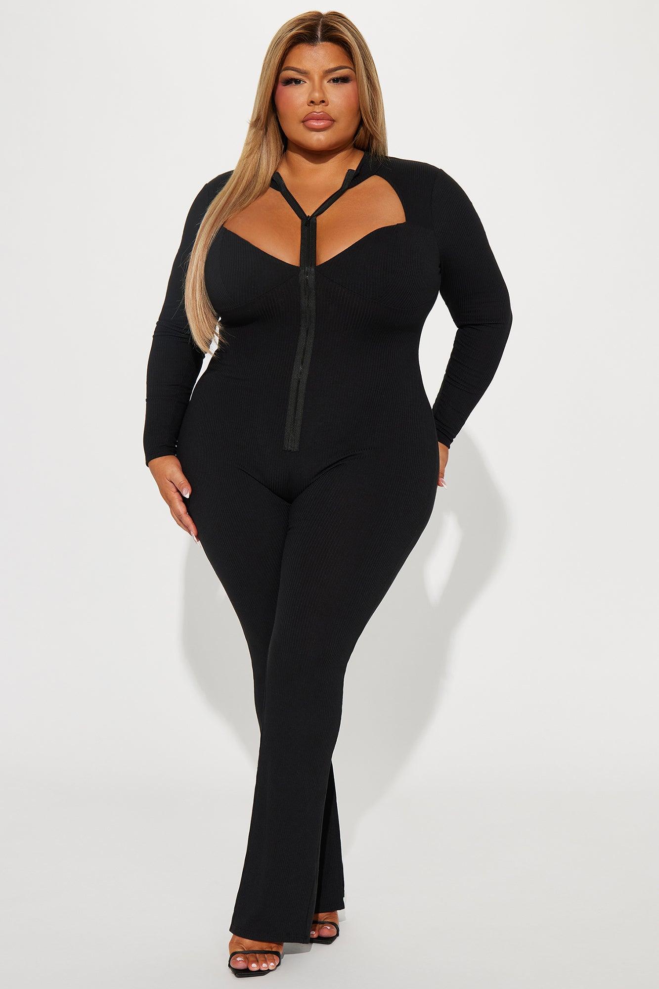 Harlow Heavy Ribbed Jumpsuit - Black Product Image