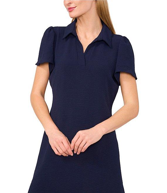CeCe Collared V-Neck Short Sleeve Shift Dress Product Image