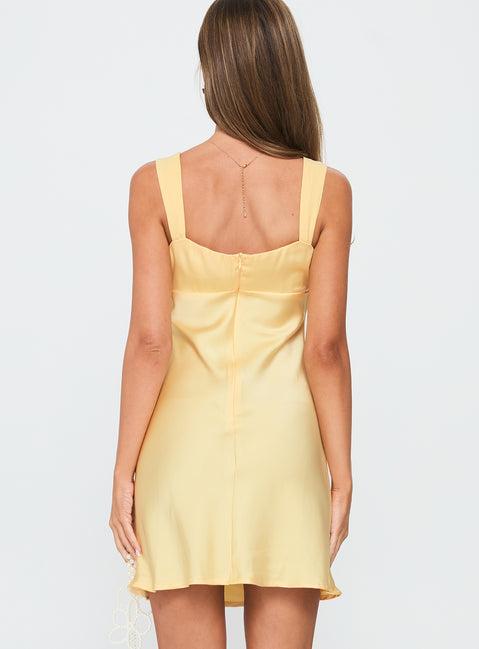 Star Gazer Ruched Mini Dress Yellow Product Image