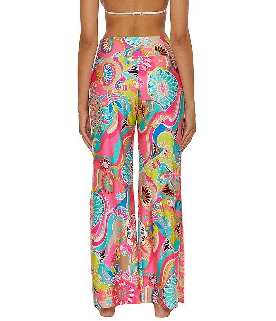 Trina Turk Venus Abstract Border Print Side Slit Swim Cover-Up Pants Product Image