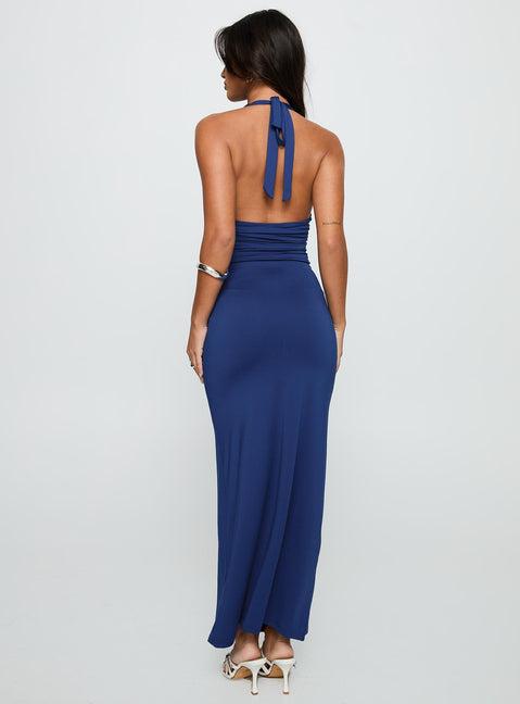 Labour Of Love Halter Maxi Dress Cobalt Product Image