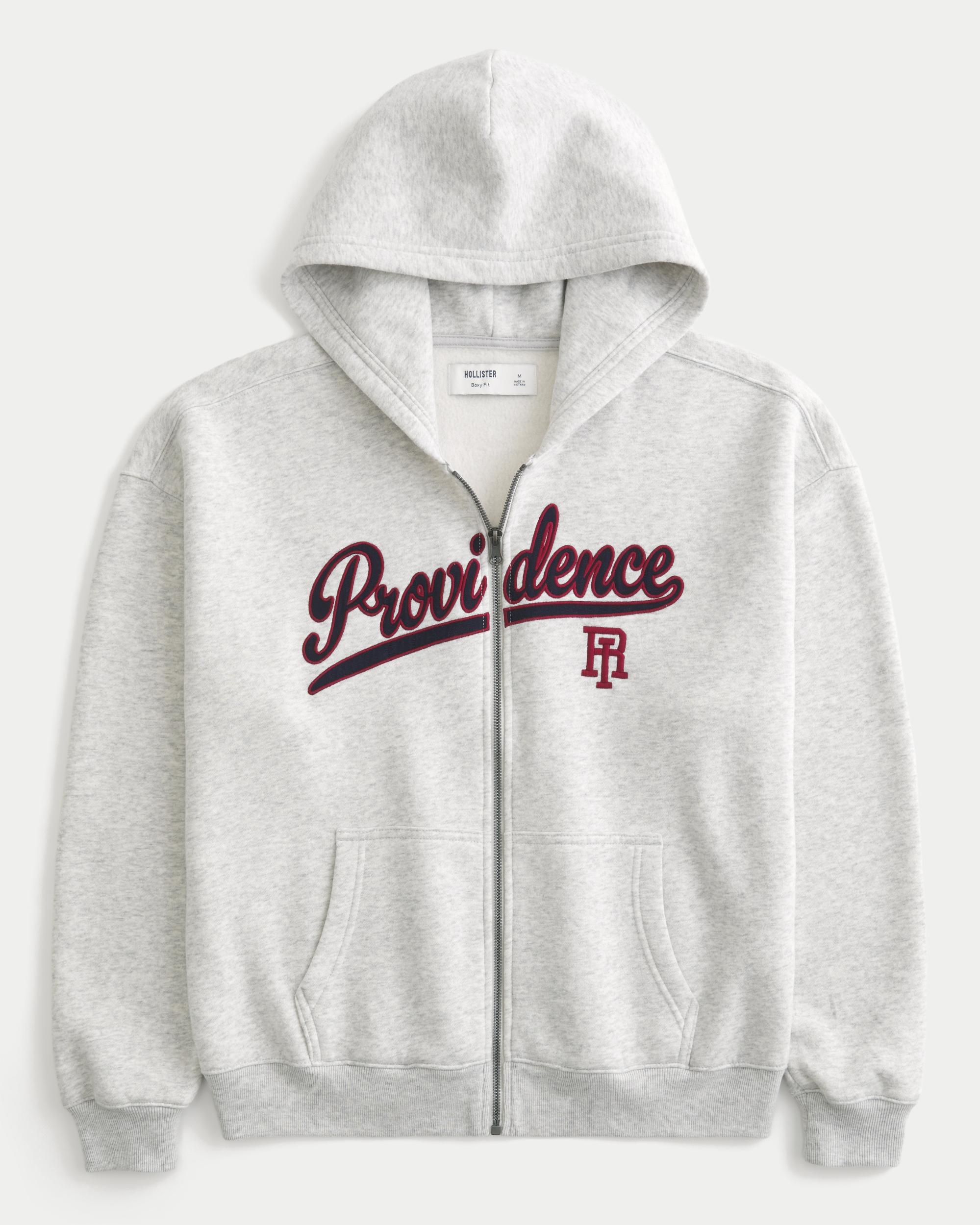 Boxy Providence Rhode Island Graphic Zip-Up Hoodie Product Image