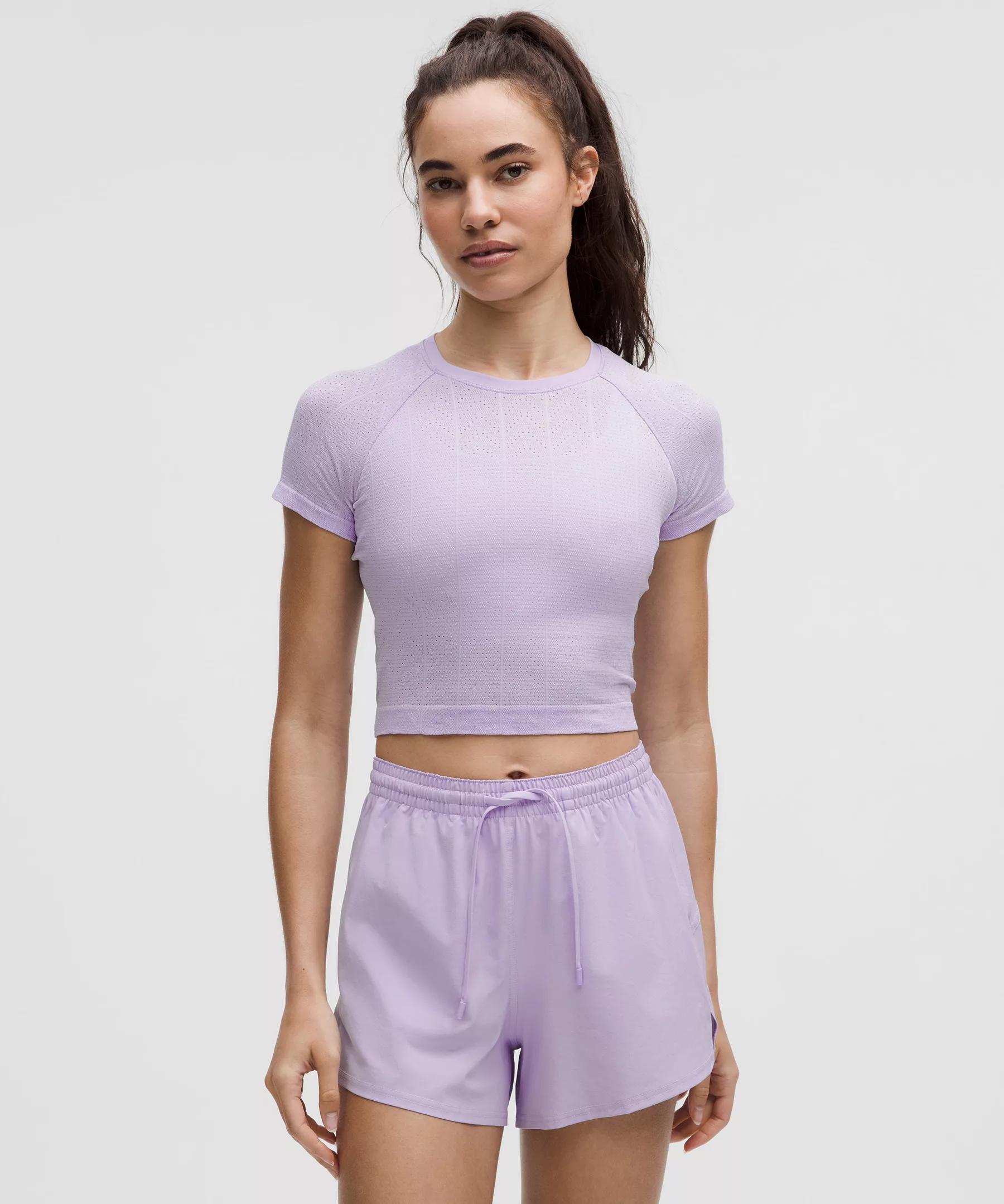 Swiftly Pointelle Cropped Short-Sleeve Shirt Product Image