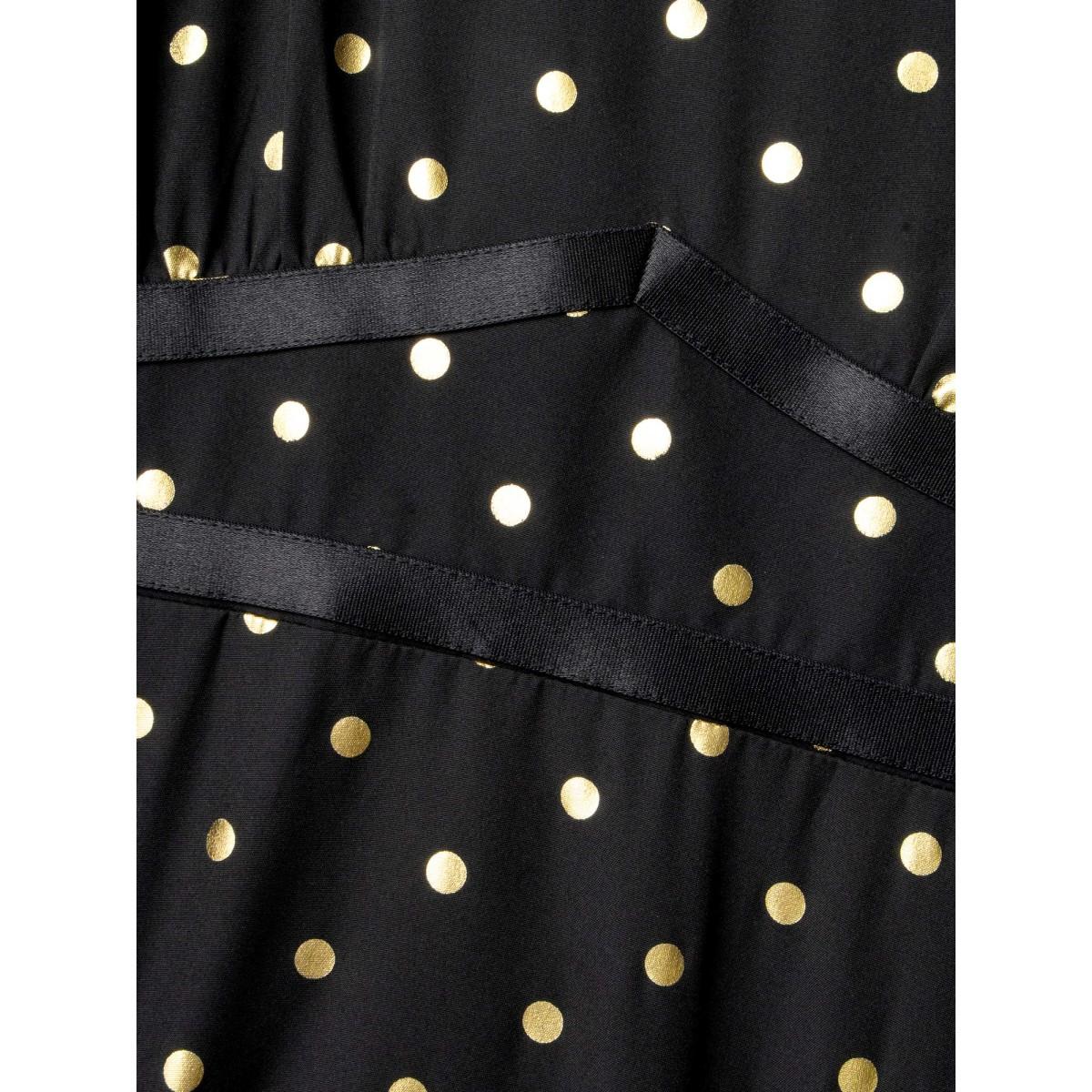 Plus Size Glitter Polka Dot Heart Neckline Dress Black Women Cocktail Woven ribbon&lace trim Party Curvy Bloomchic 22-24/3X Product Image