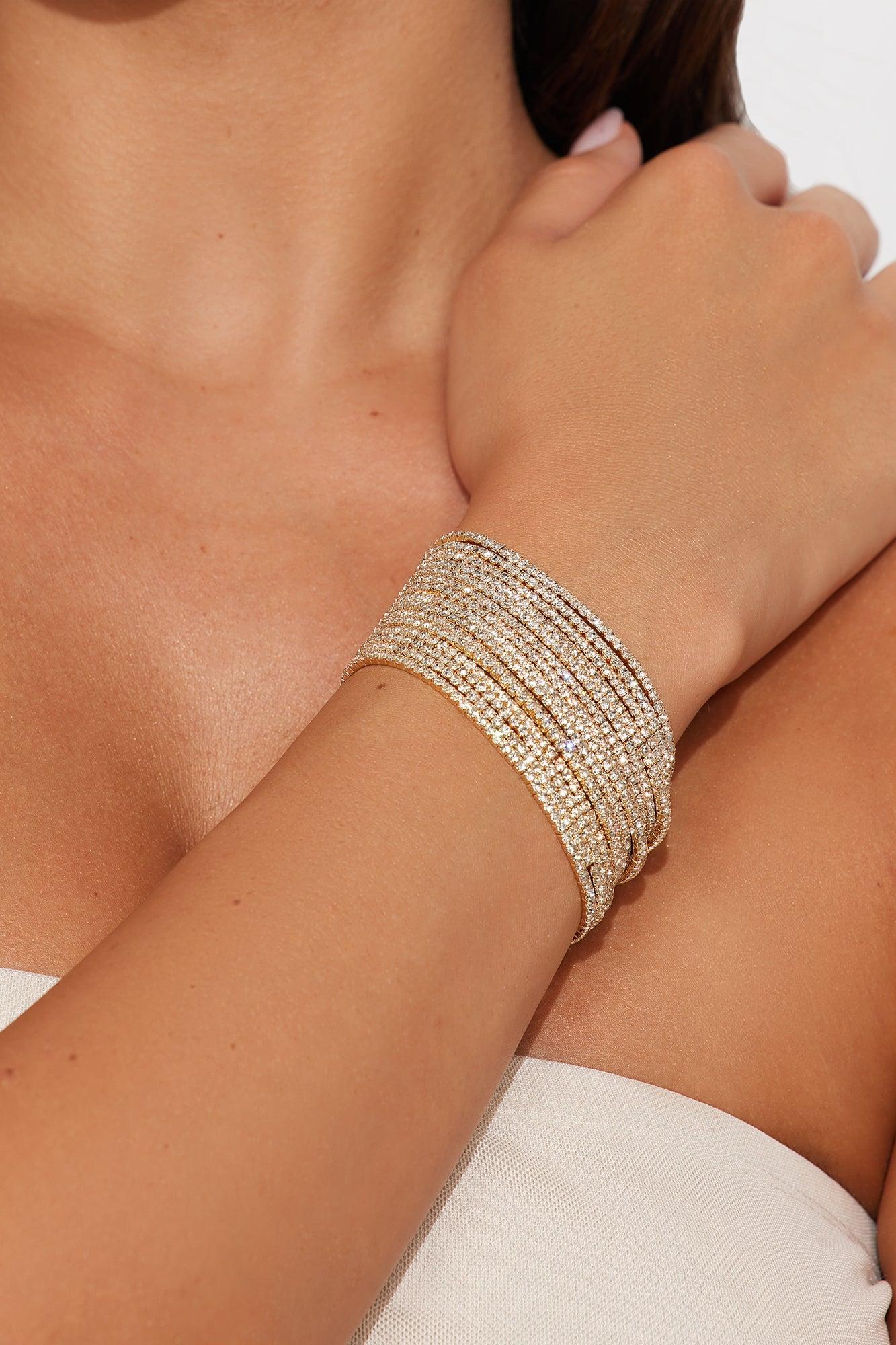 Rich In Spirit 15 Piece Rhinestone Bracelet Set - Gold Female Product Image