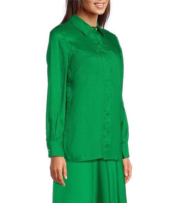 Marella Coordinating Agamia Voile Shirt Collar Long Sleeve Button Front Blouse Product Image