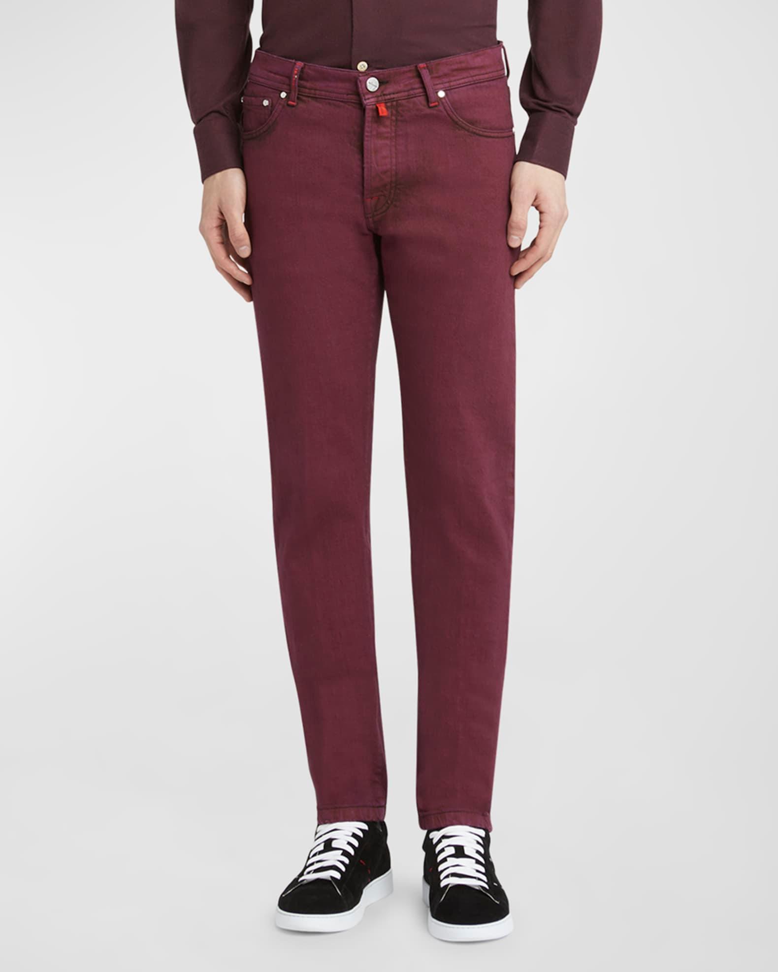 Men's Burgundy Overdyed Straight-Leg Jeans Product Image