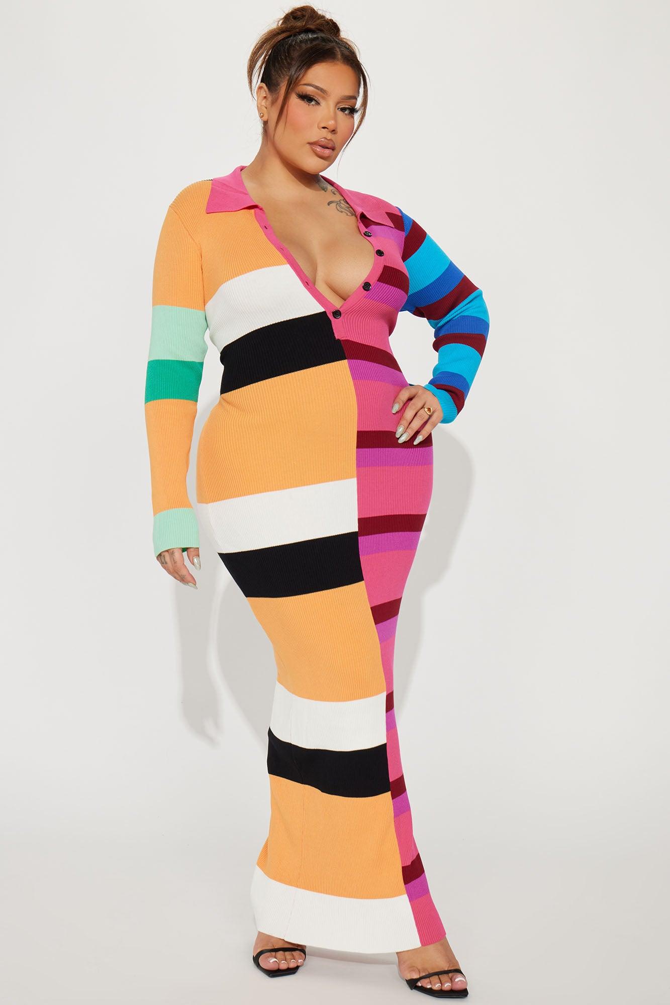 Peri Striped Sweater Maxi Dress - Multi Color Female Product Image
