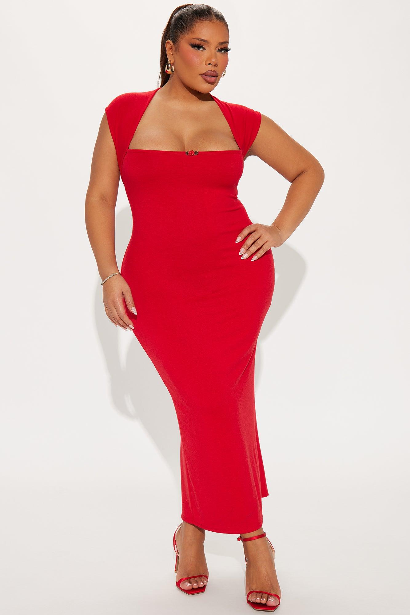 In Love Rosette Midi Dress - Red Product Image