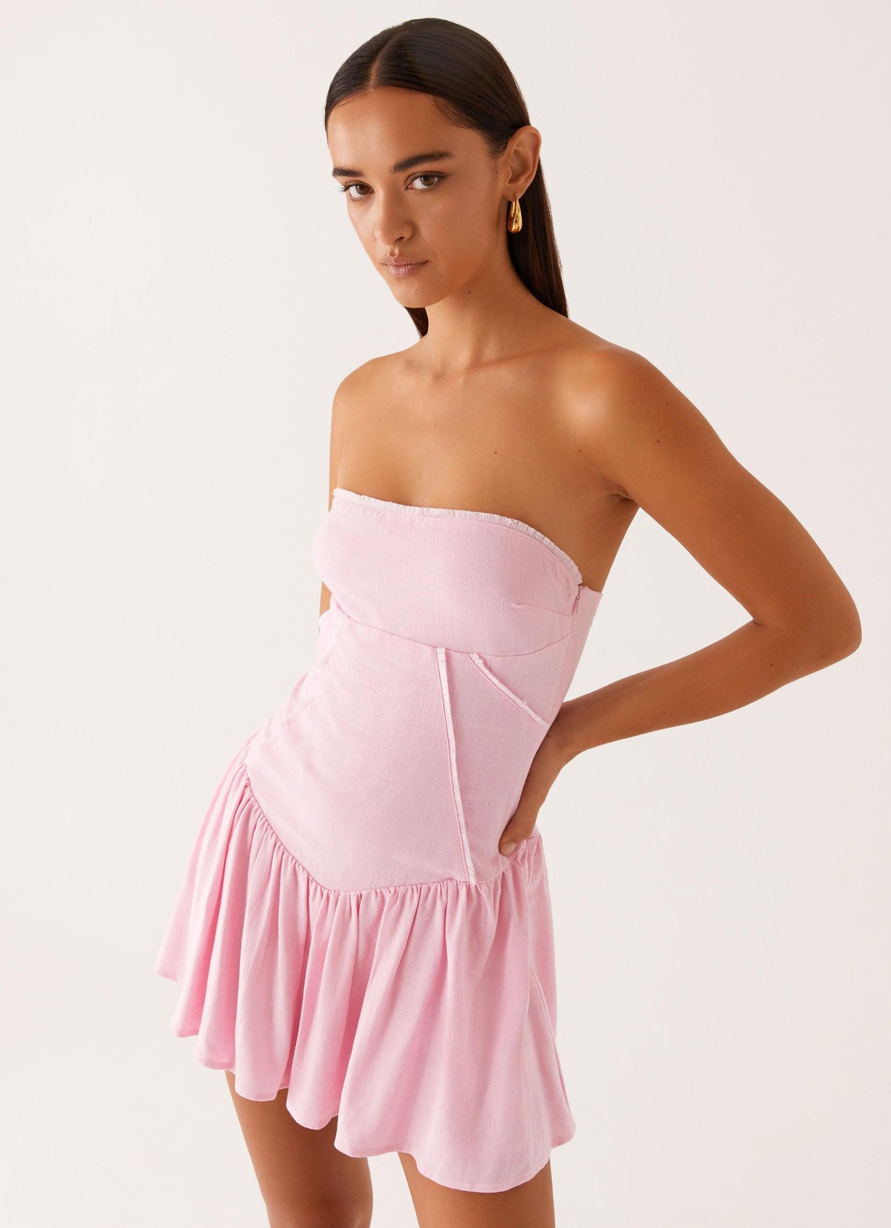 Larnie Linen Mini Dress - Pink Product Image