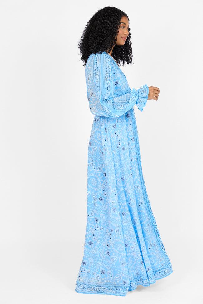 It's On Me Blue Bandana Print Maxi Dress FINAL SALE Product Image