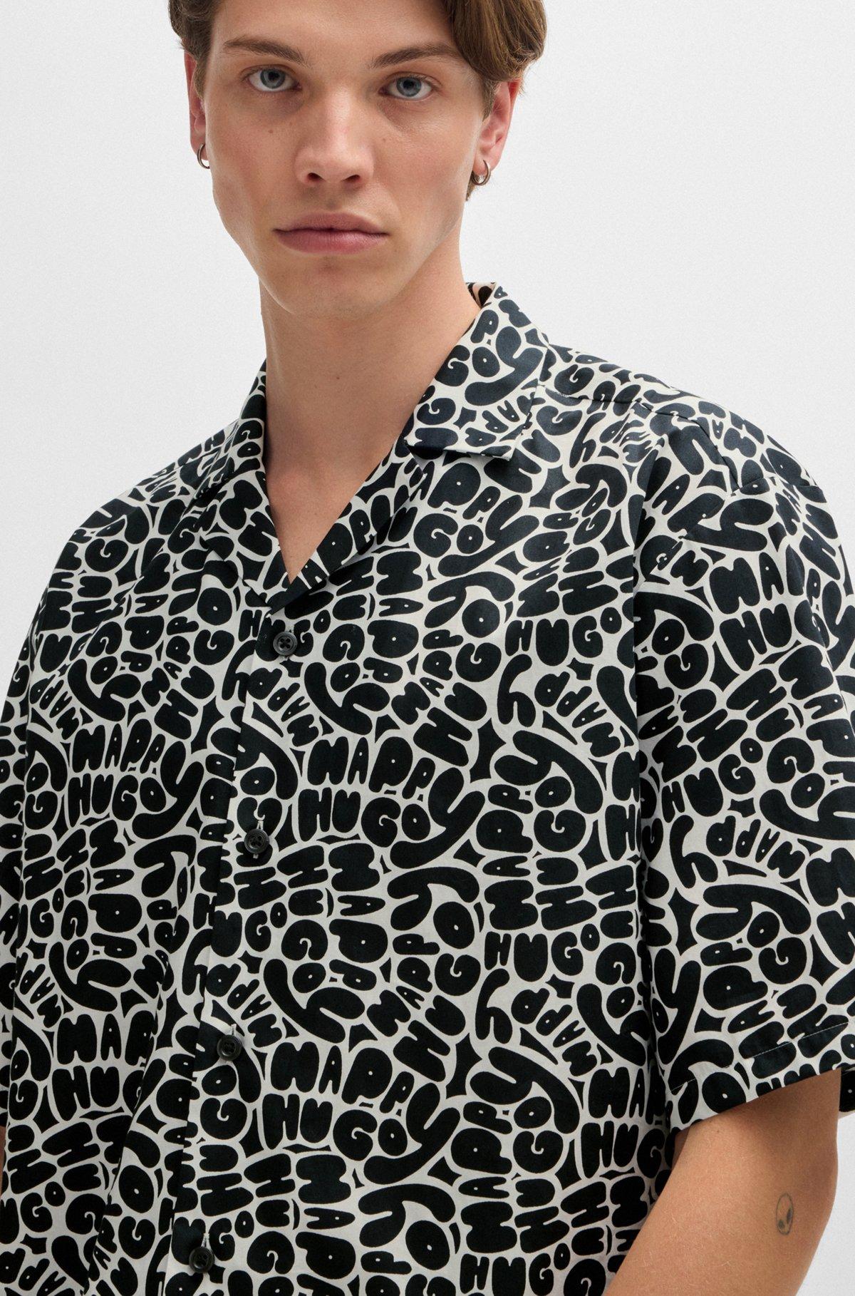 Oversize-fit shirt in seasonal-print cotton Product Image