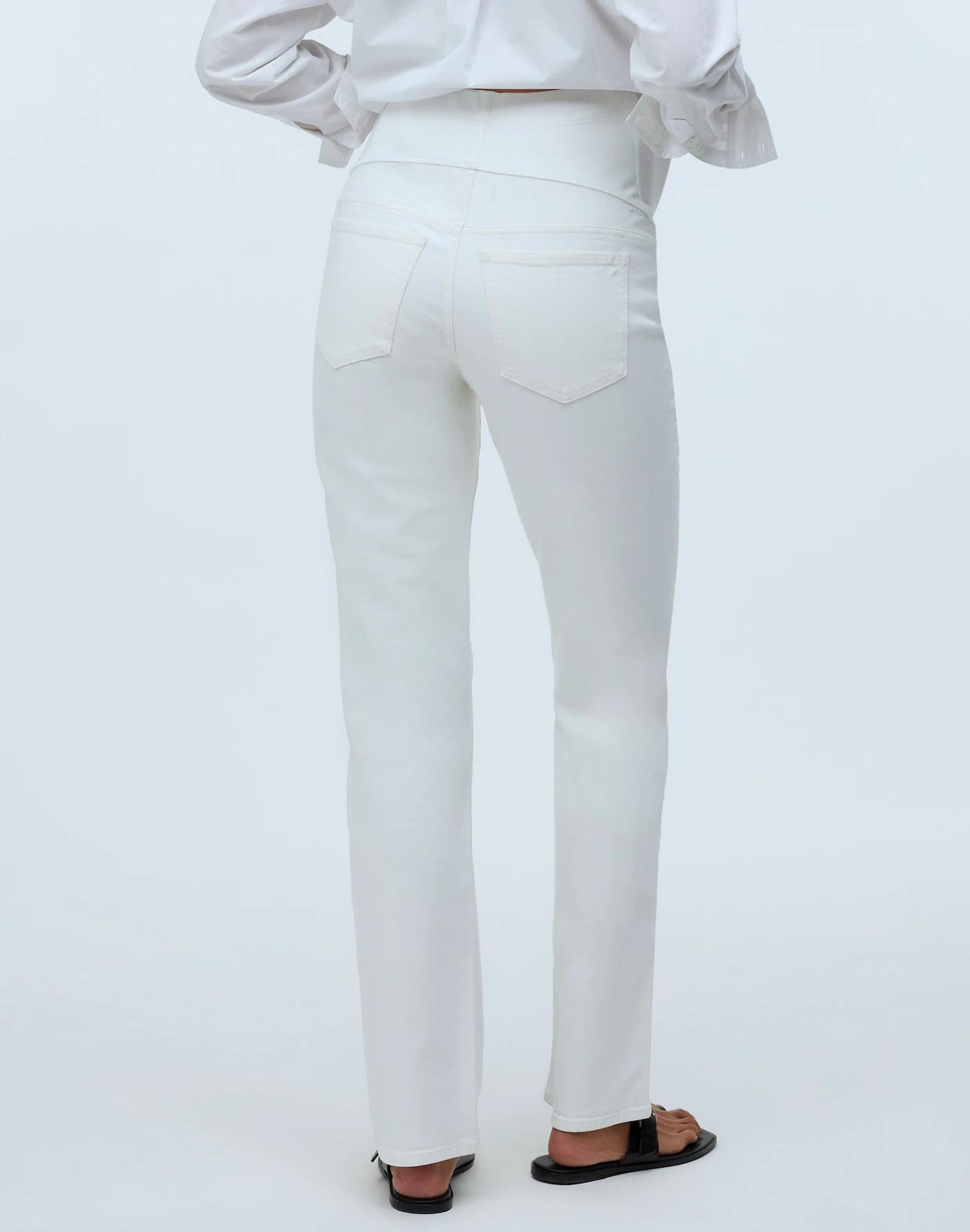 The Petite Maternity Over-the-Belly '90s Straight Jean in Tile White Product Image