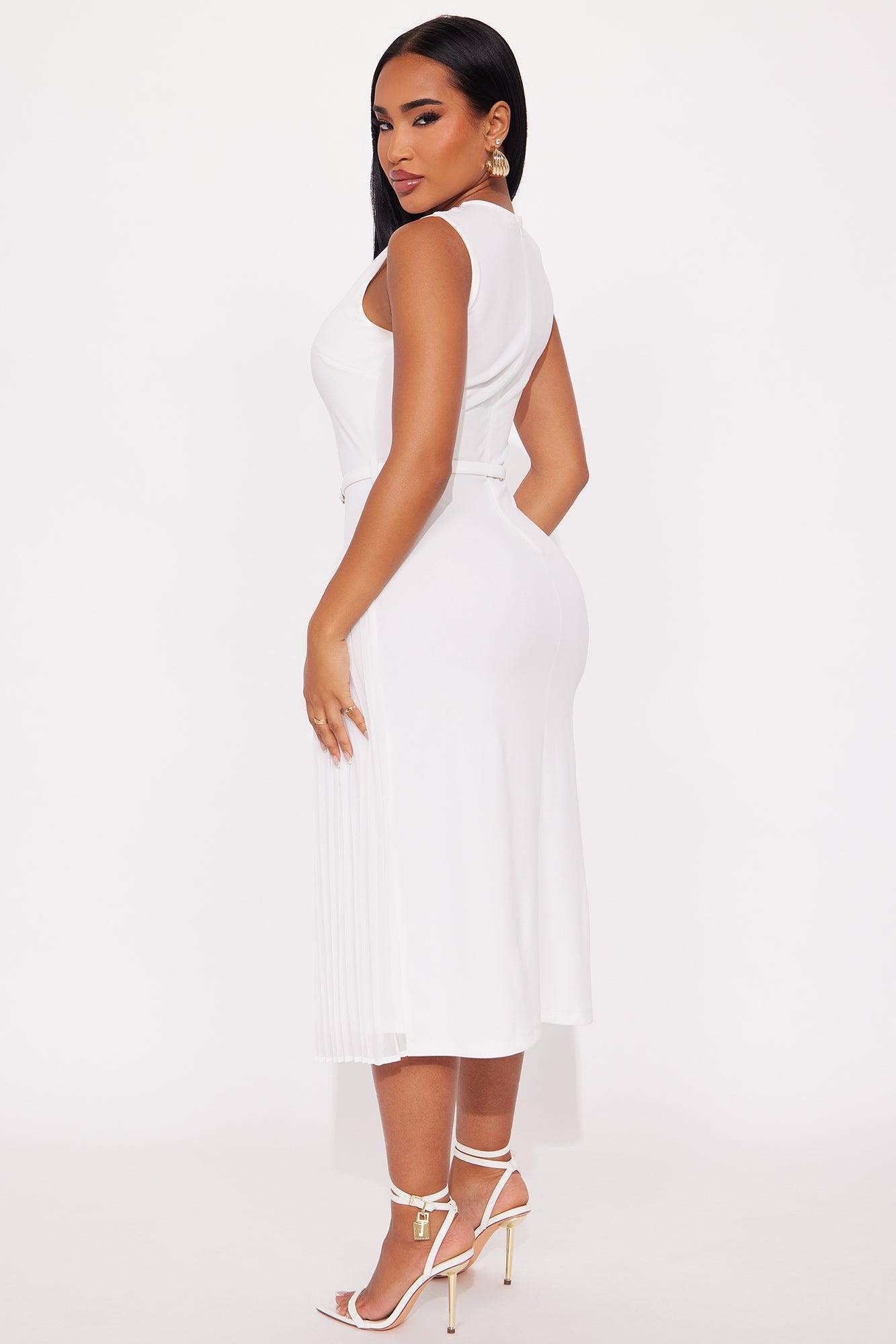 Marissa Belted Midi Dress - White Female Product Image