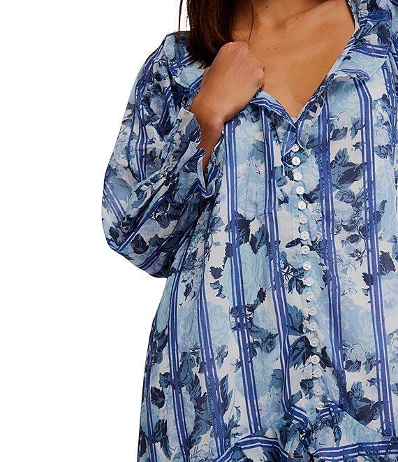 Free People Garden Wonders Ruffle V-Neck Long Sleeve Button Front Tiered Midi Dress Product Image