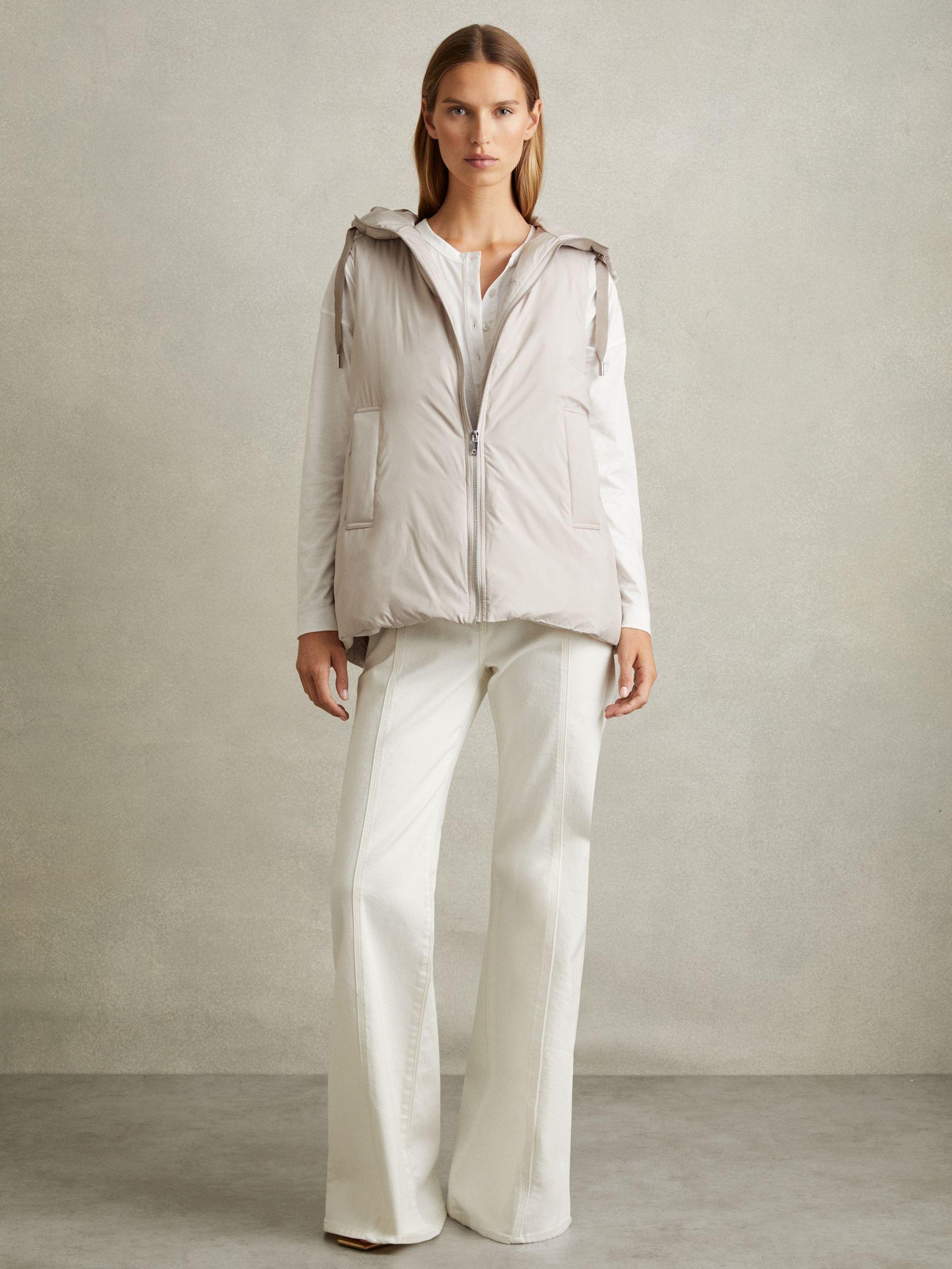 Padded Hooded Gilet in Neutral Product Image