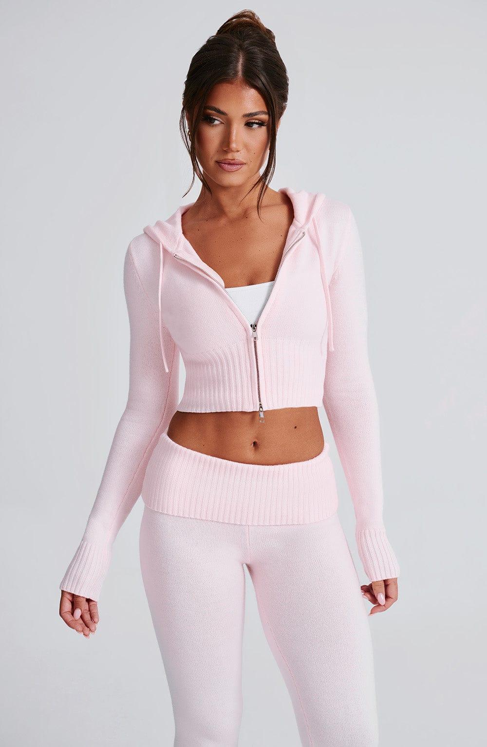 Portia Knit Hoodie - Pink Product Image