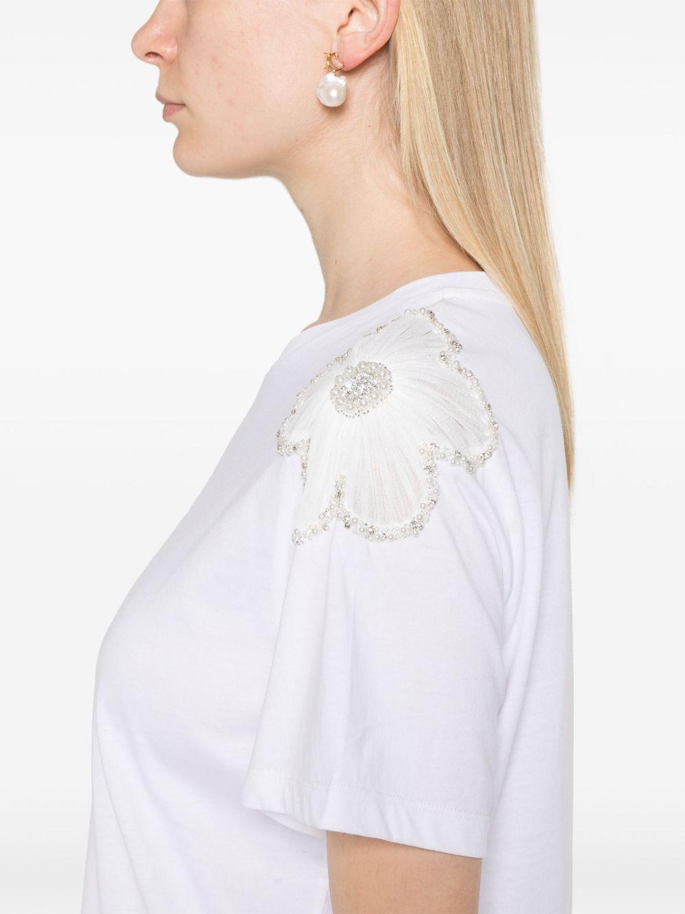 floral-appliqué T-shirt Product Image