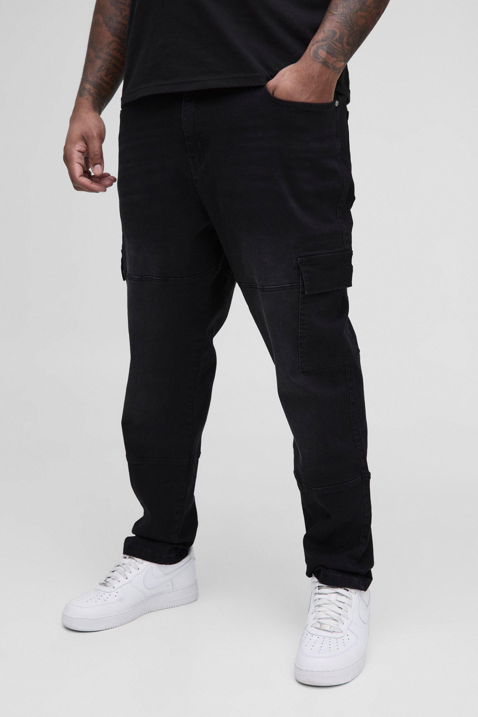 Plus Seam Detail Cargo Slim Fit Jeans | boohooMAN USA Product Image