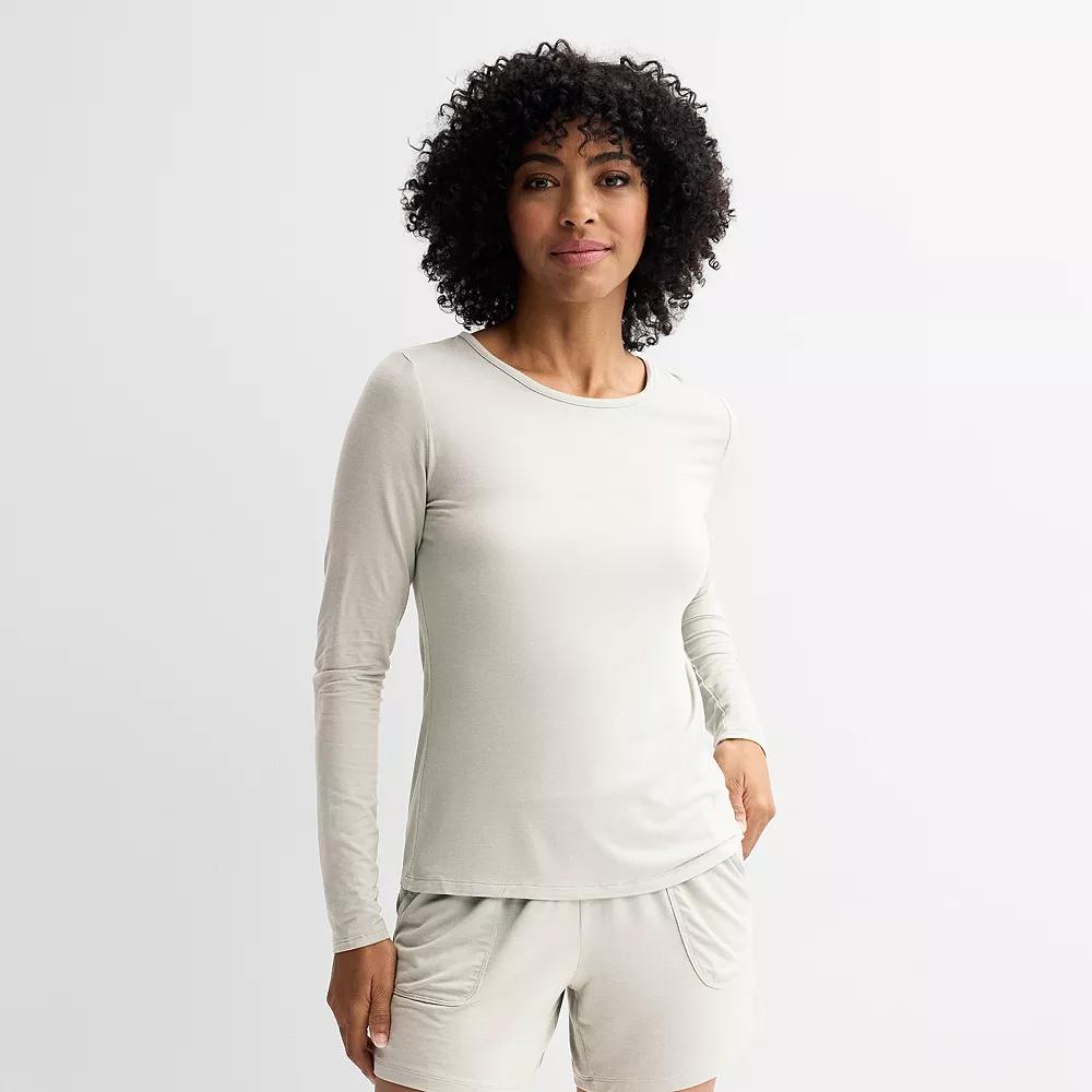 Women's Sonoma Goods For Life® Long Sleeve Sleep T-Shirt, Size: Medium, Ivory Silk Product Image