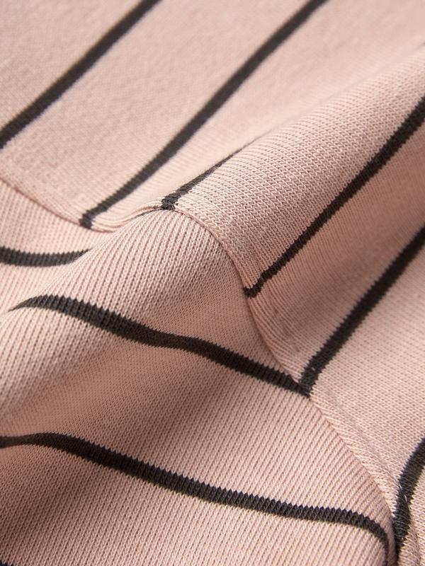 Stripe Print Bear Embroidery Shirt Neck Oversized Hoodie Product Image