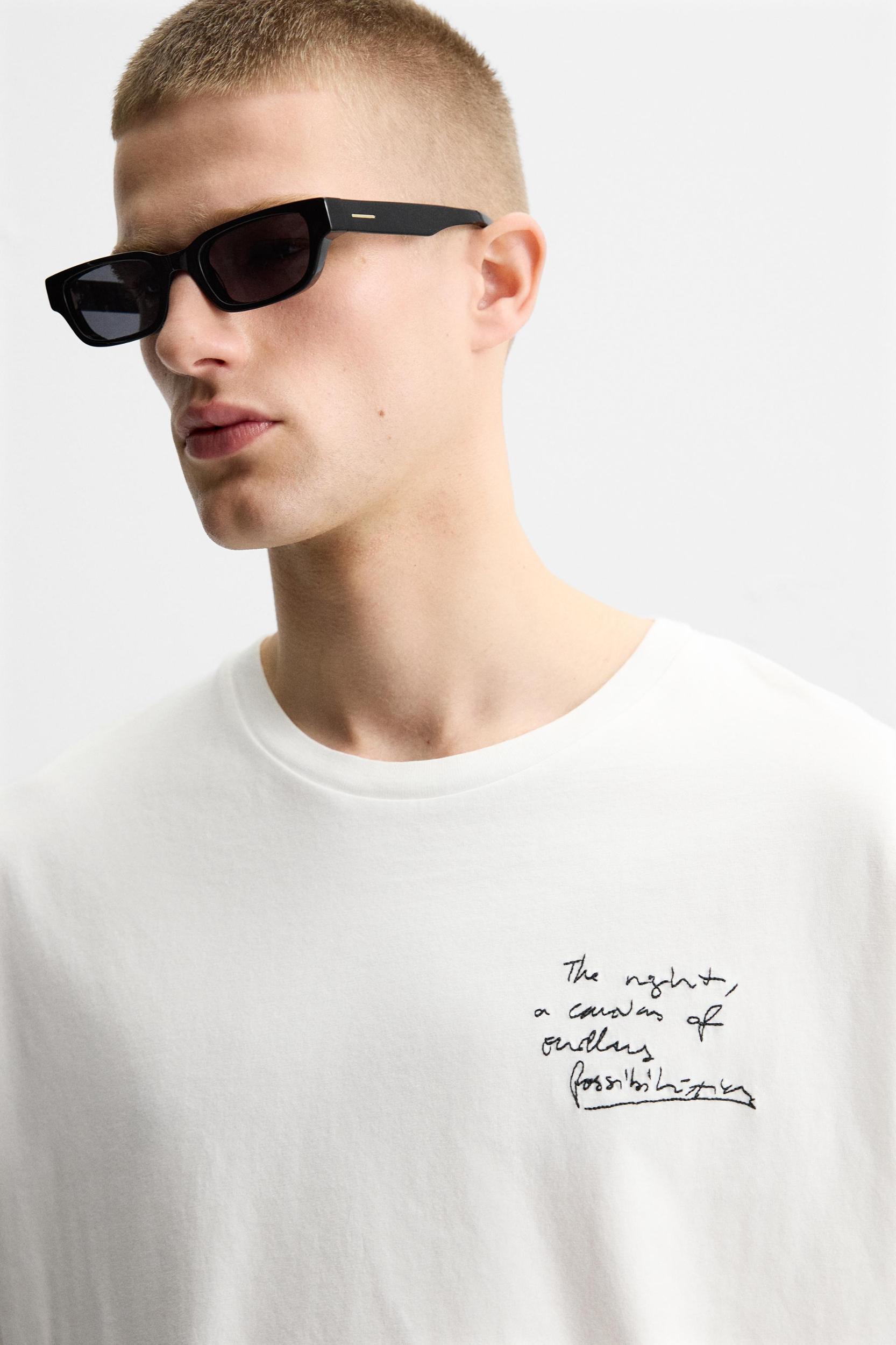 EMBROIDERED TEXT T-SHIRT Product Image