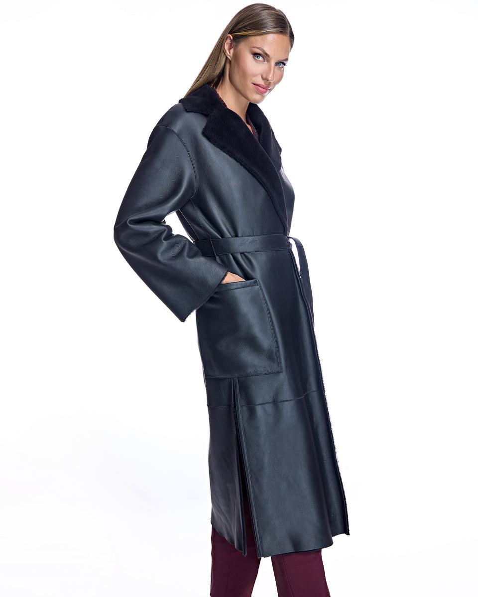 Belted Shearling Lamb Coat Product Image