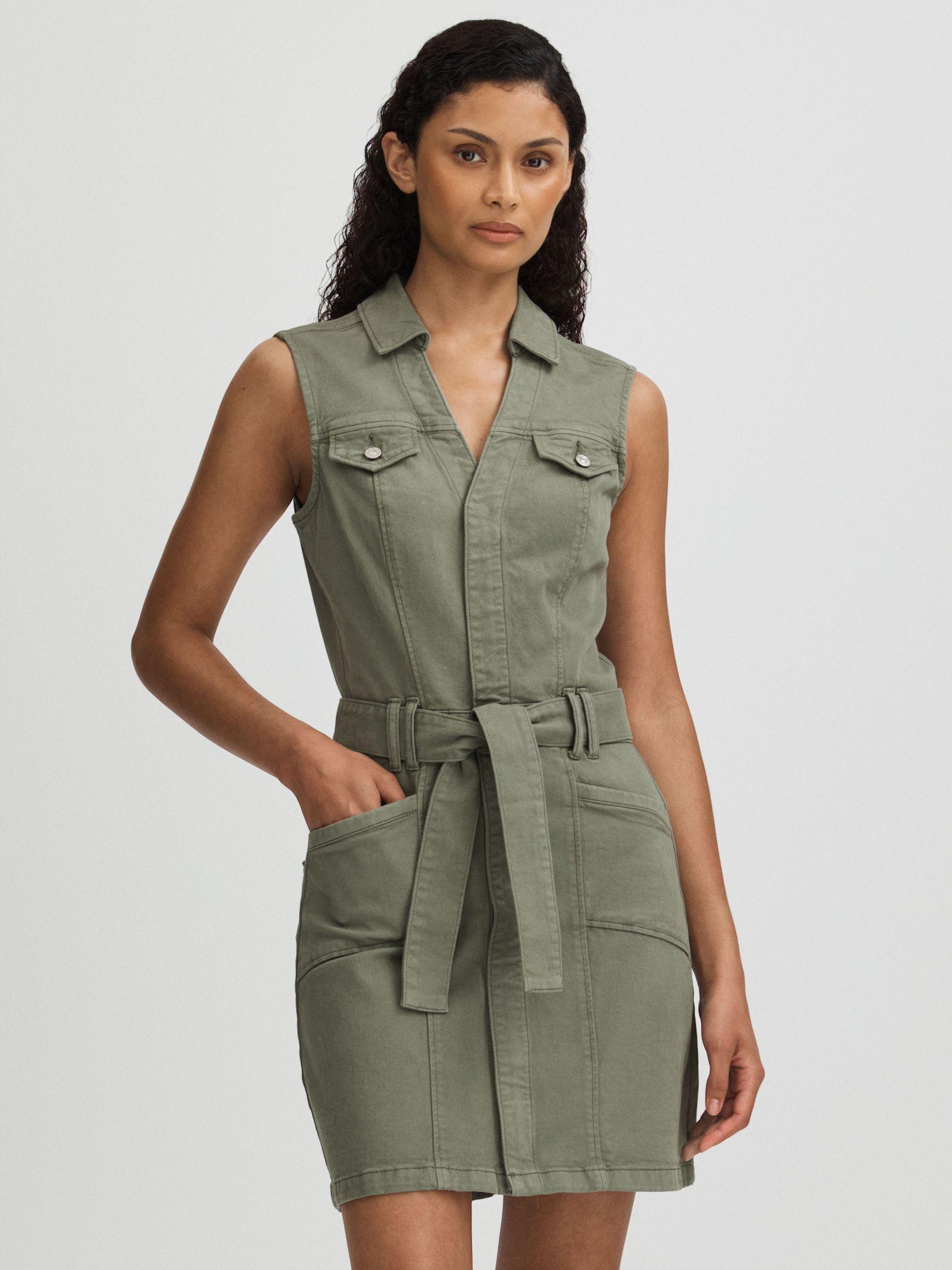 Paige Denim Mini Dress in Khaki Product Image