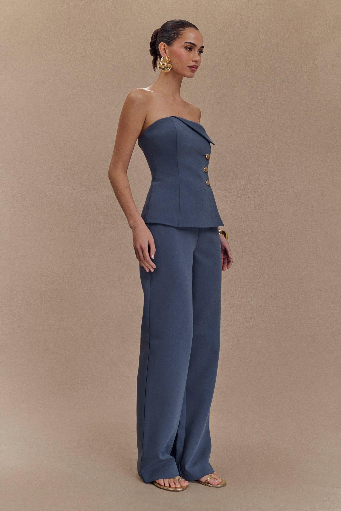 Lindie Straight Leg Suiting Pants - Steel Product Image