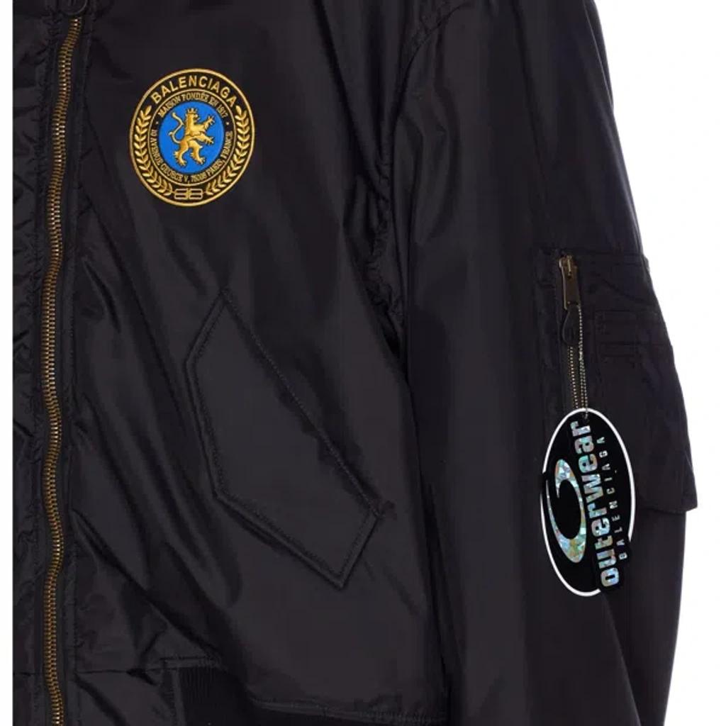 BALENCIAGA Nylon Uniform Merch Large Fit Bomber In Black Product Image