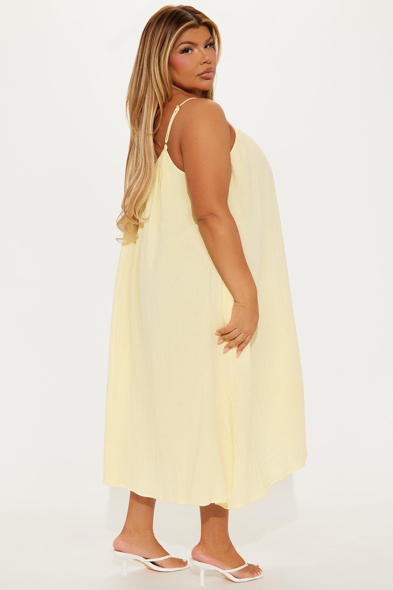 Viola Flowy Gauze Midi Dress - Yellow Product Image