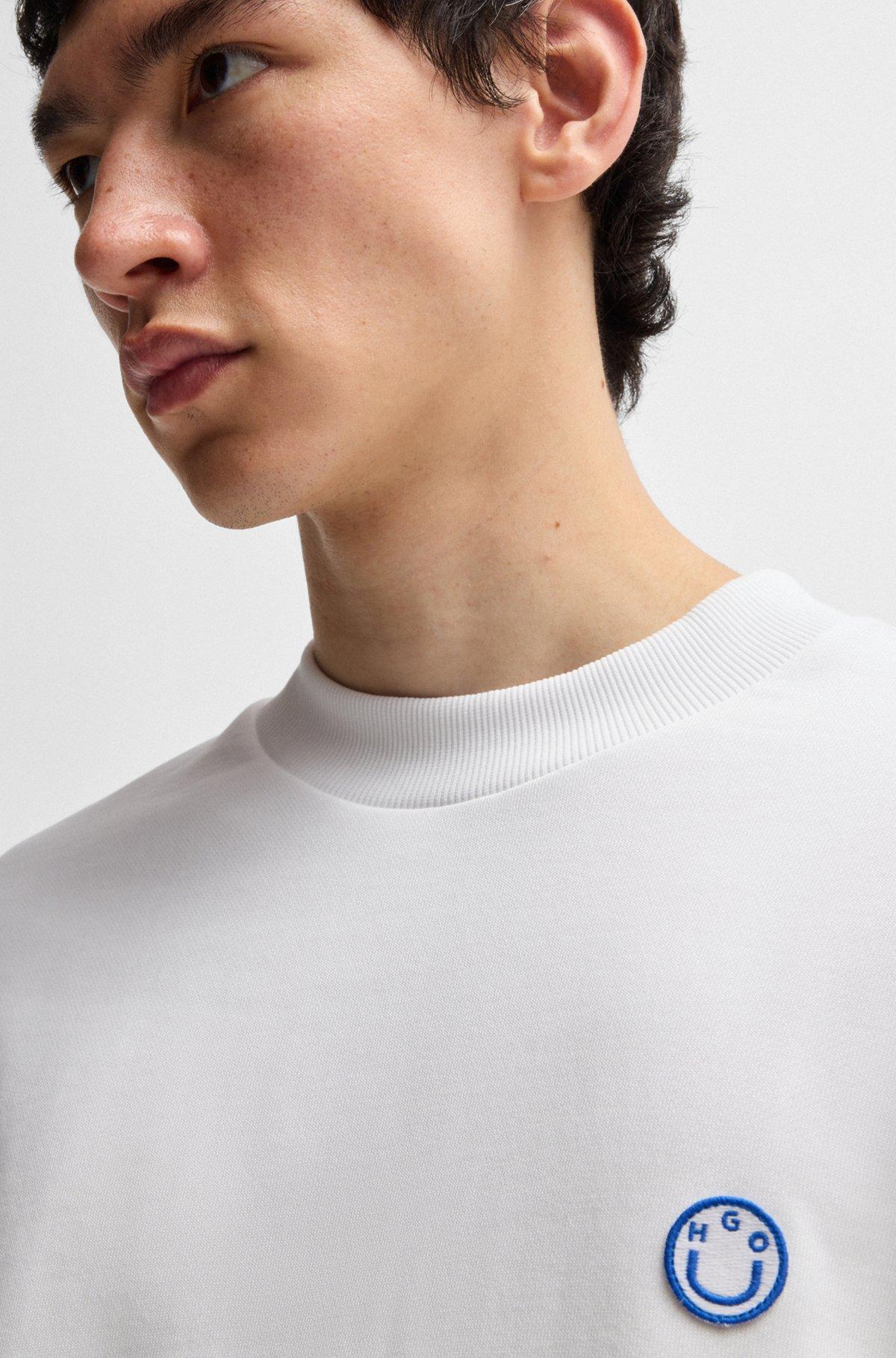 Cotton-terry sweatshirt with Happy HUGO Product Image
