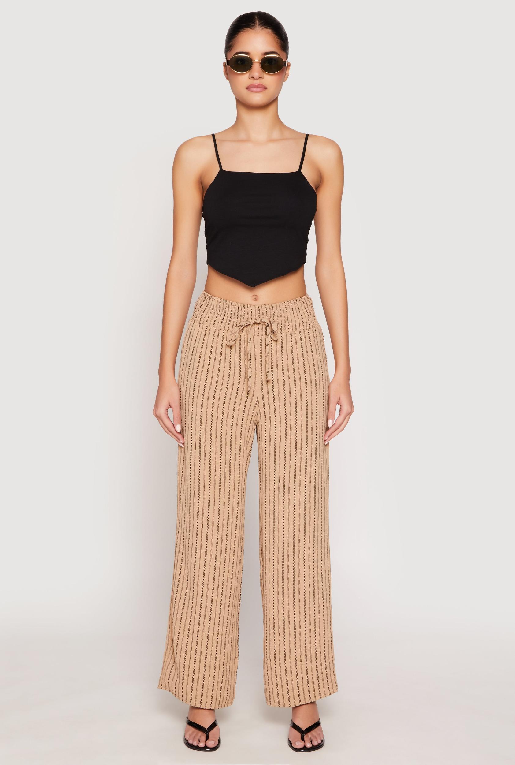 Womens Airy Striped Wide Leg Pants Product Image
