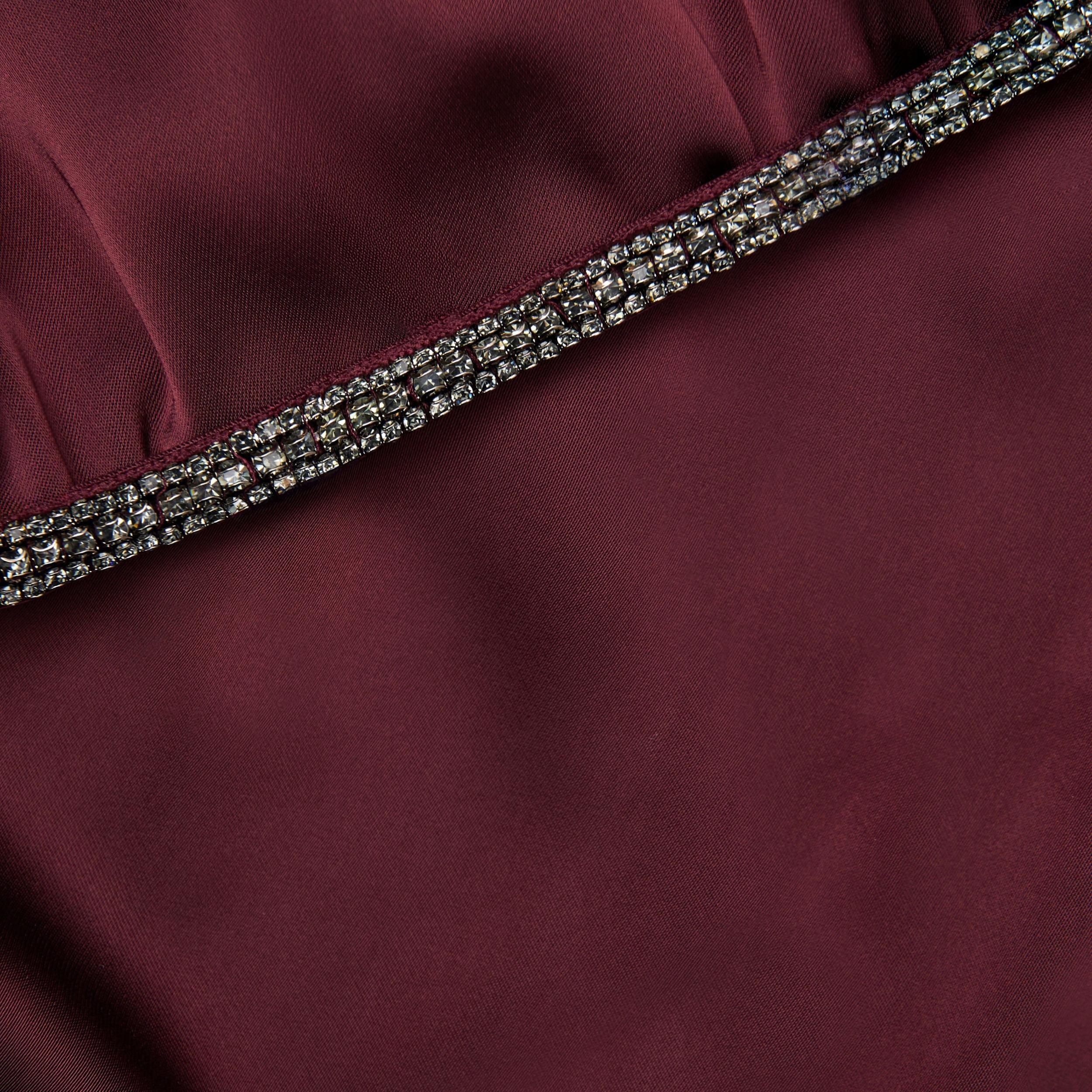 Burgundy Satin Maxi Dress Product Image