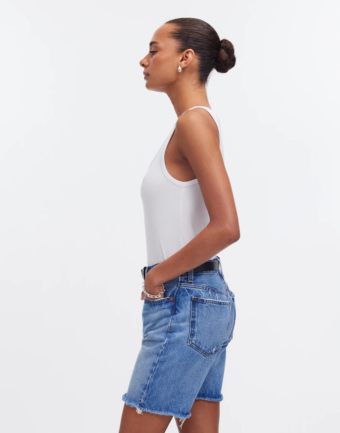 Long Denim Shorts in Pedersen Wash Product Image