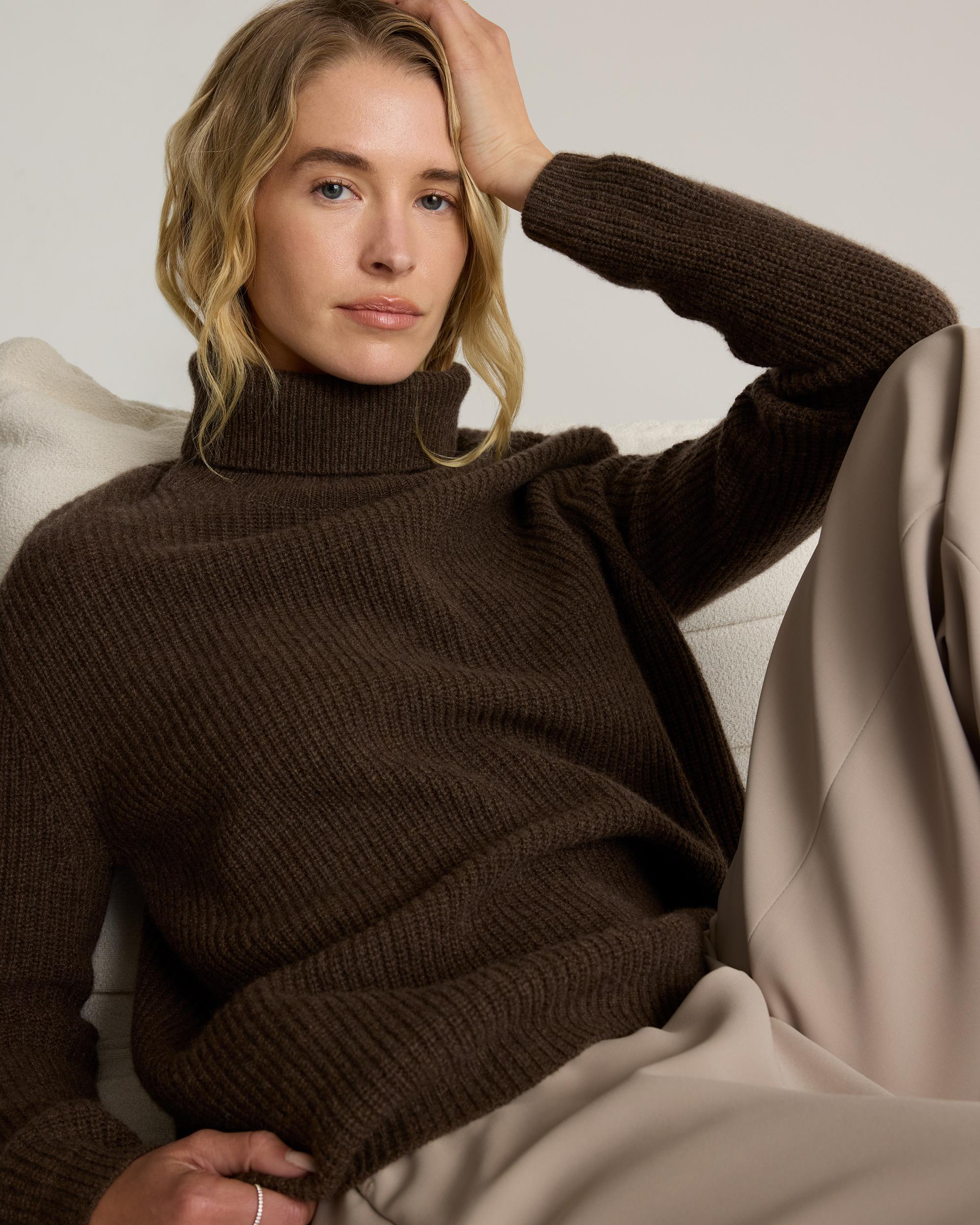 Quince | Women's Mongolian Cashmere Fisherman Turtleneck Sweater Product Image