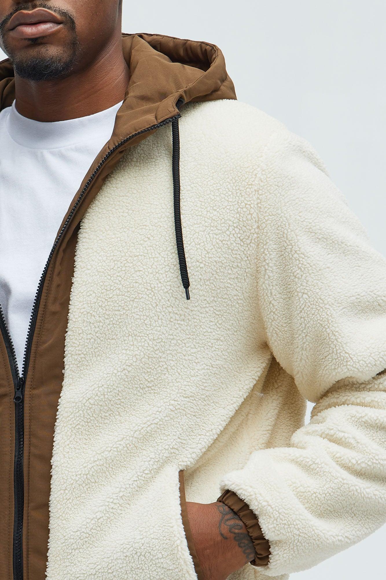 Theodore Midweight Teddybear Sherpa Jacket - Beige/Brown Product Image