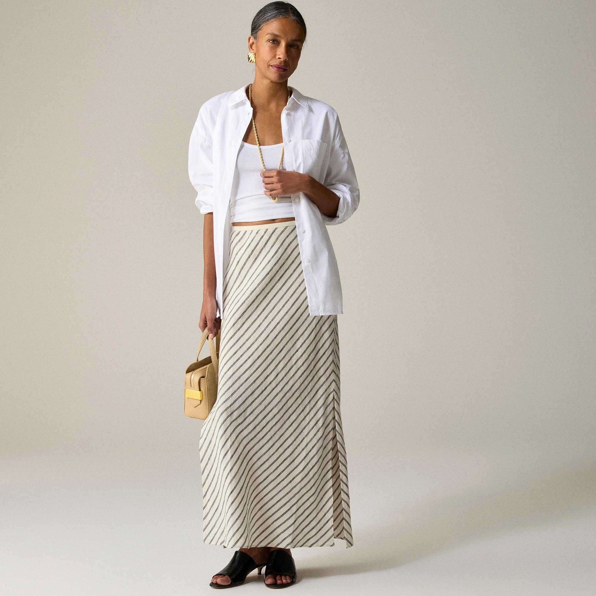 New Gwyneth slip skirt in striped linen Product Image